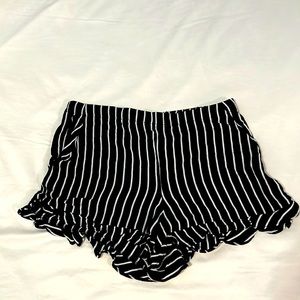 Ava Sky pinstripe frill shorts